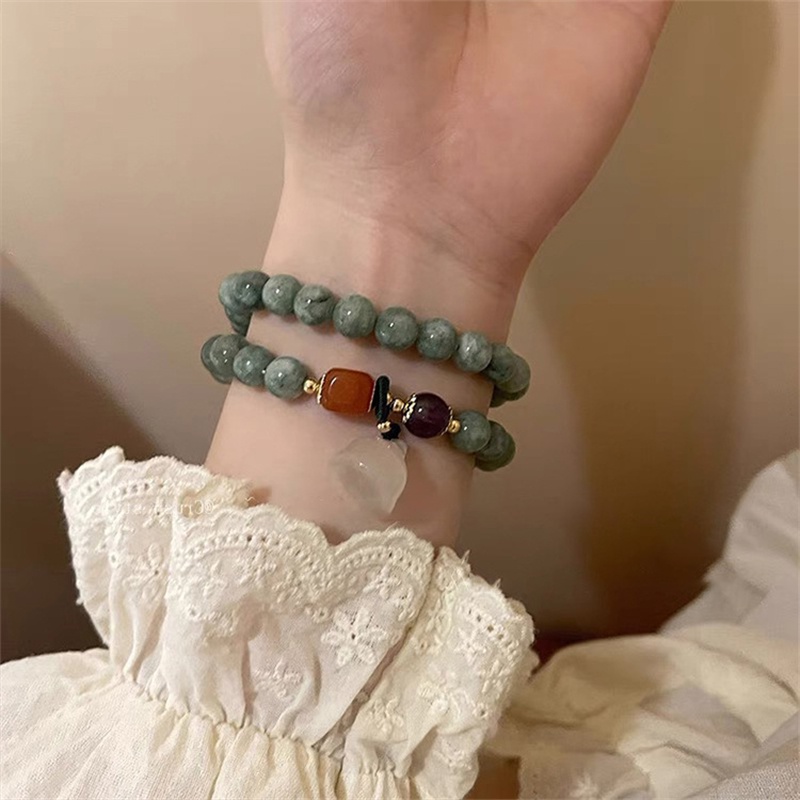 Ins Gelang Tangan Manik-Manik Batu Jade Hetian Natural Untuk Wanita ACKER