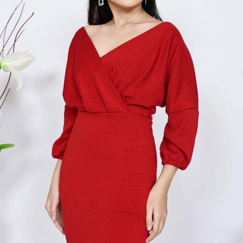 Midi Dress Pesta Bodycone Korean Style