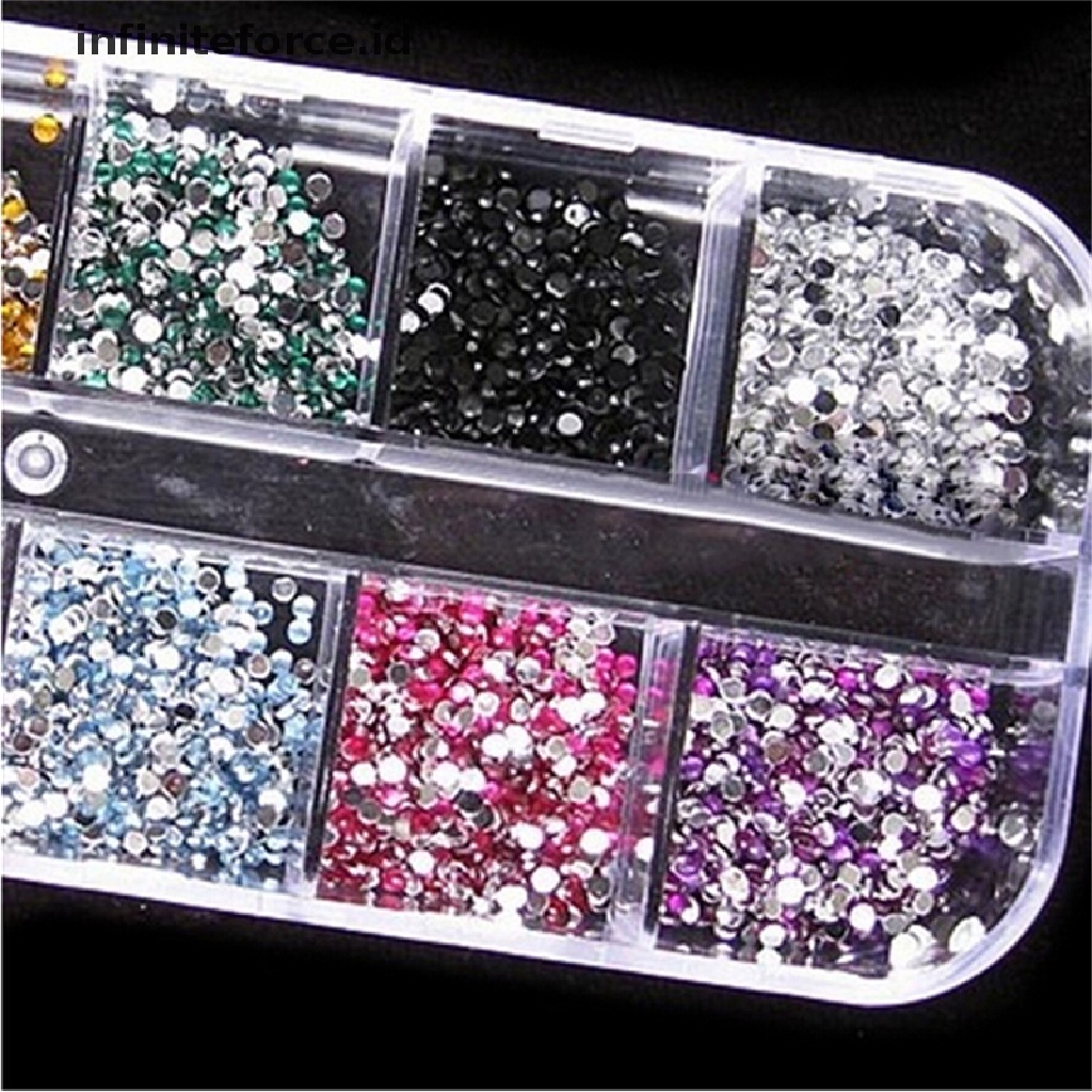 (Infiniteforce.Id) 12 Warna 2mm Glitter Akrilik Untuk Dekorasi Nail Art / Manicure