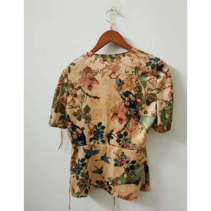 Zara Women Outerwear Floral Cardigan Wanita Motif Bunga Size S NEW ORI