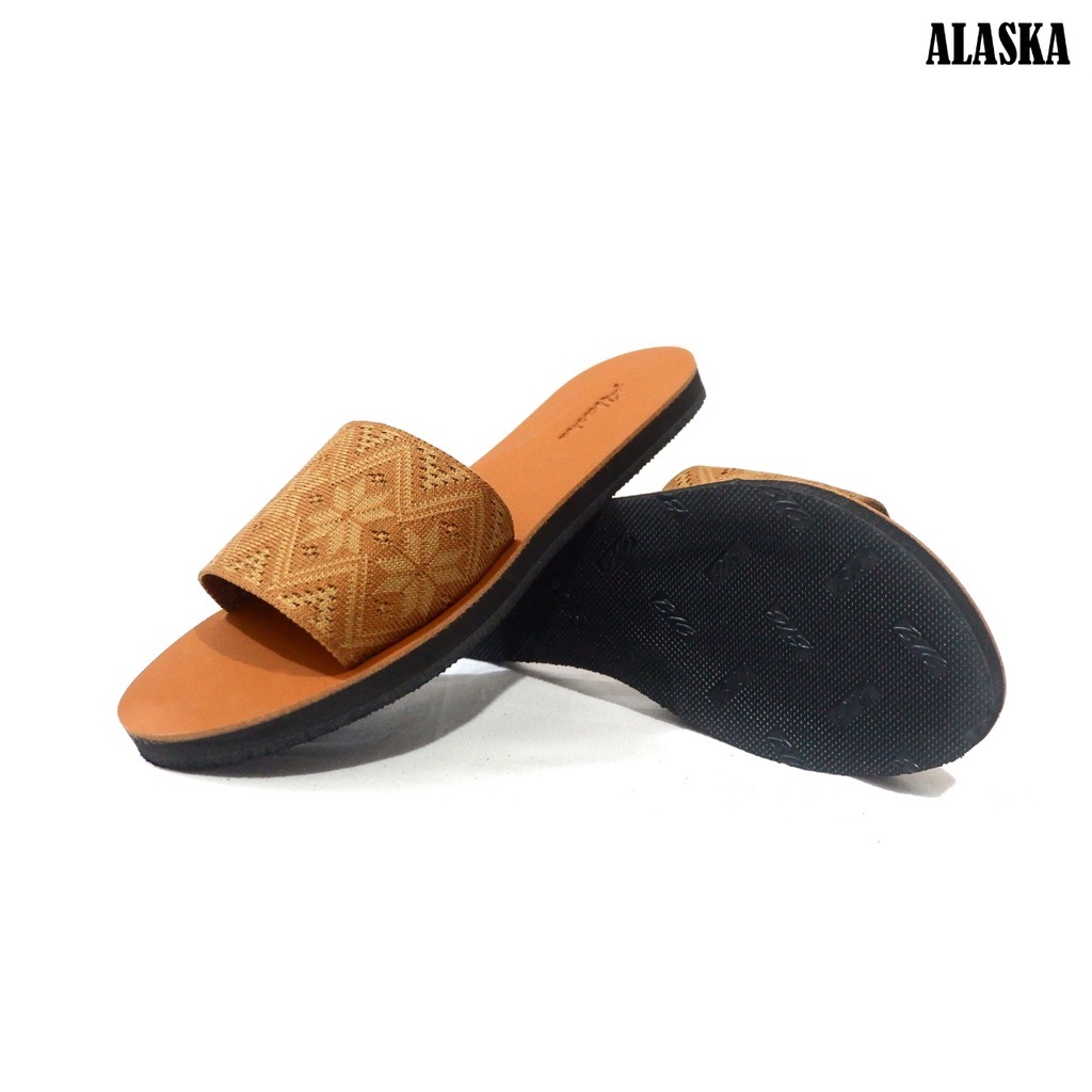 ALASKA - Sandal Flat Wanita Slop Teplek Karet Rajut Import terbaru