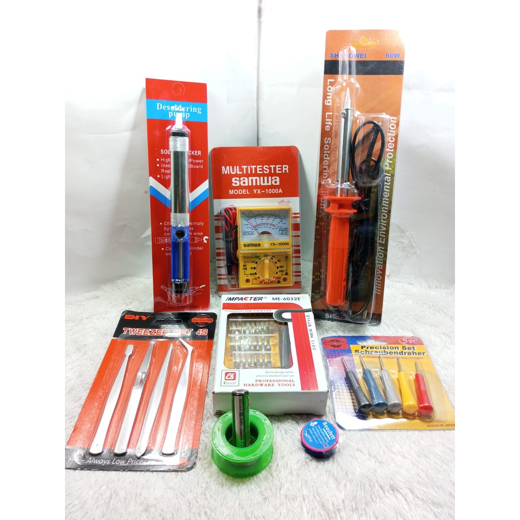 Alat Solder Listrik SOLDER 60Watt / Multitester Analog / Sedotan / Pinset Set / Obeng Set 32 IN 1 / 