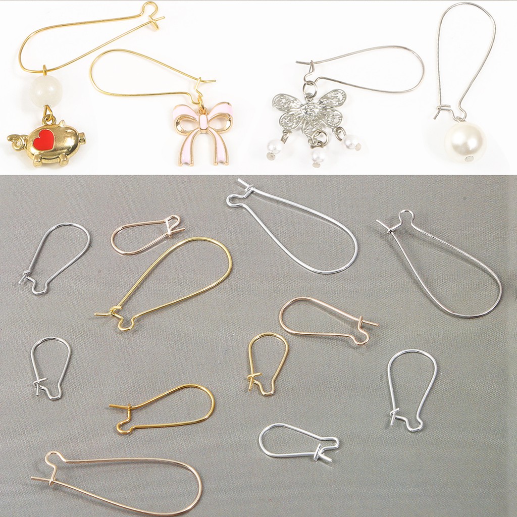 100 Pcs Klip Kait Anting Bentuk U Bahan Logam Besi Untuk Membuat Perhiasan