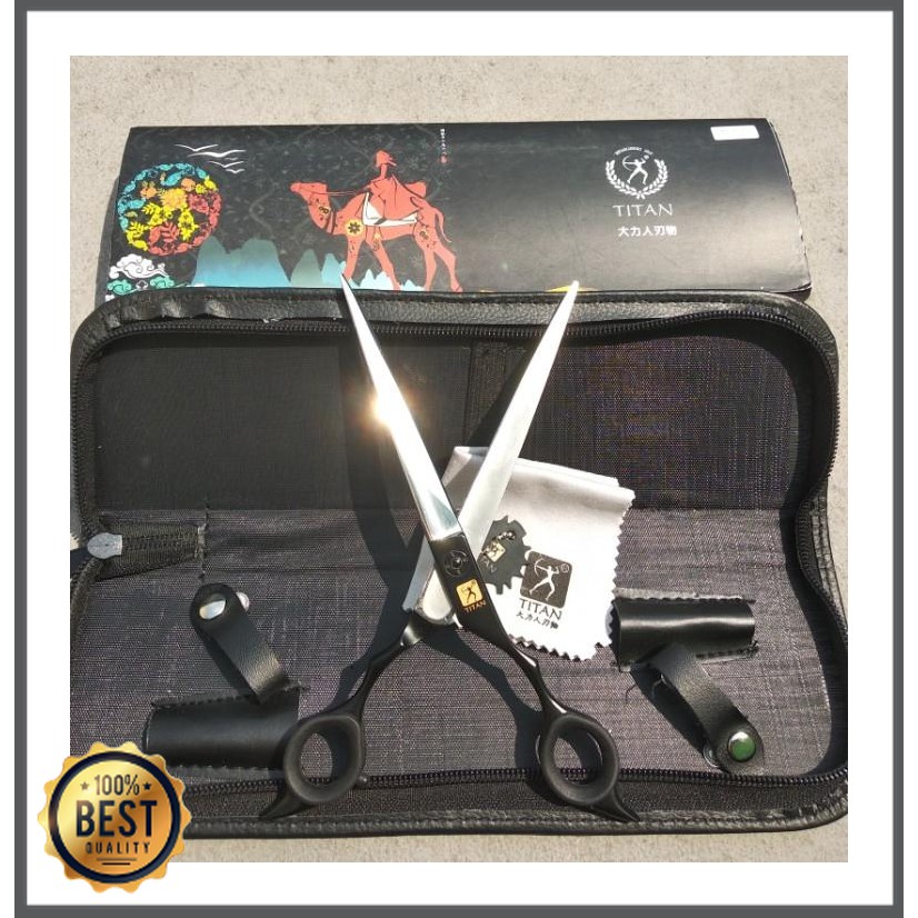 

Waqasd Shop - Gunting Titan Hair Scissors TITAN Black Stainless Edition High Quality TK-2450-1785