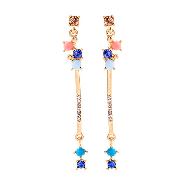LRC Anting Tusuk Fashion Gold Crystal Stud Earrings F67616