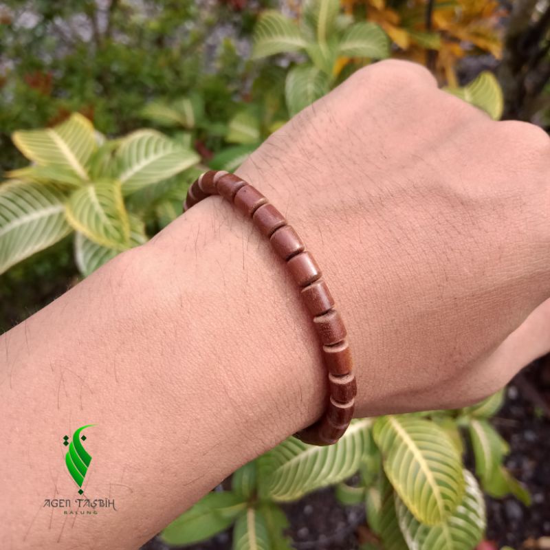 Gelang Kayu Setigi Laut Asli Motif Tabung Size 6mm