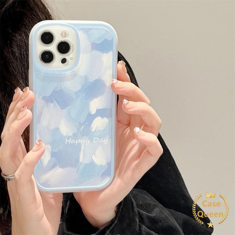 Soft Case TPU Motif Lukisan Langit Biru Untuk iPhone 11 7Plus 8Plus 11 12 13 Pro MAX XR X SE 2020 XS MAX 7 8 6 6S Plus