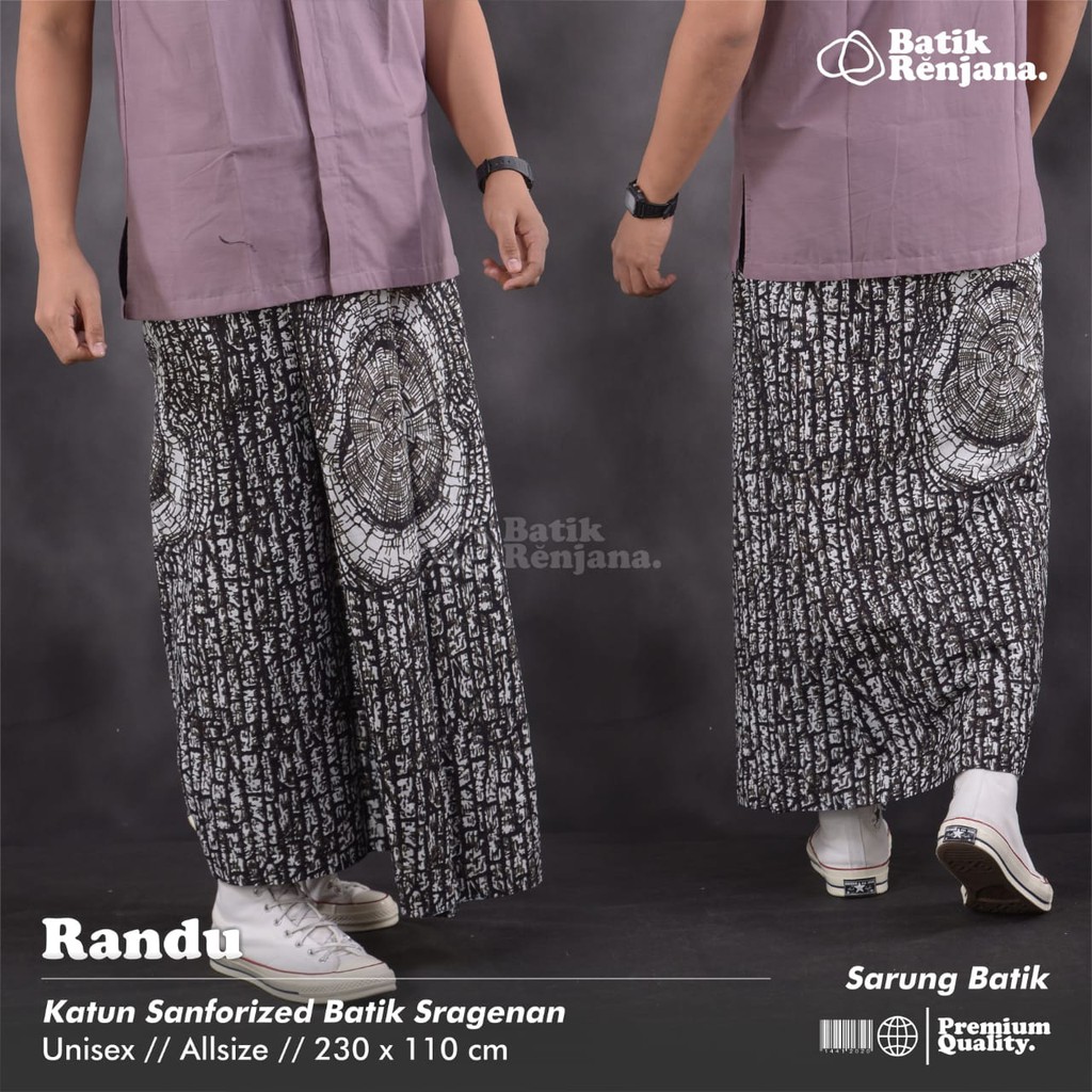 RANDU Sarung Batik Pria Cowok Dewasa Premium Motif Batik Lebaran Asli Solo ALL Size RENJANA