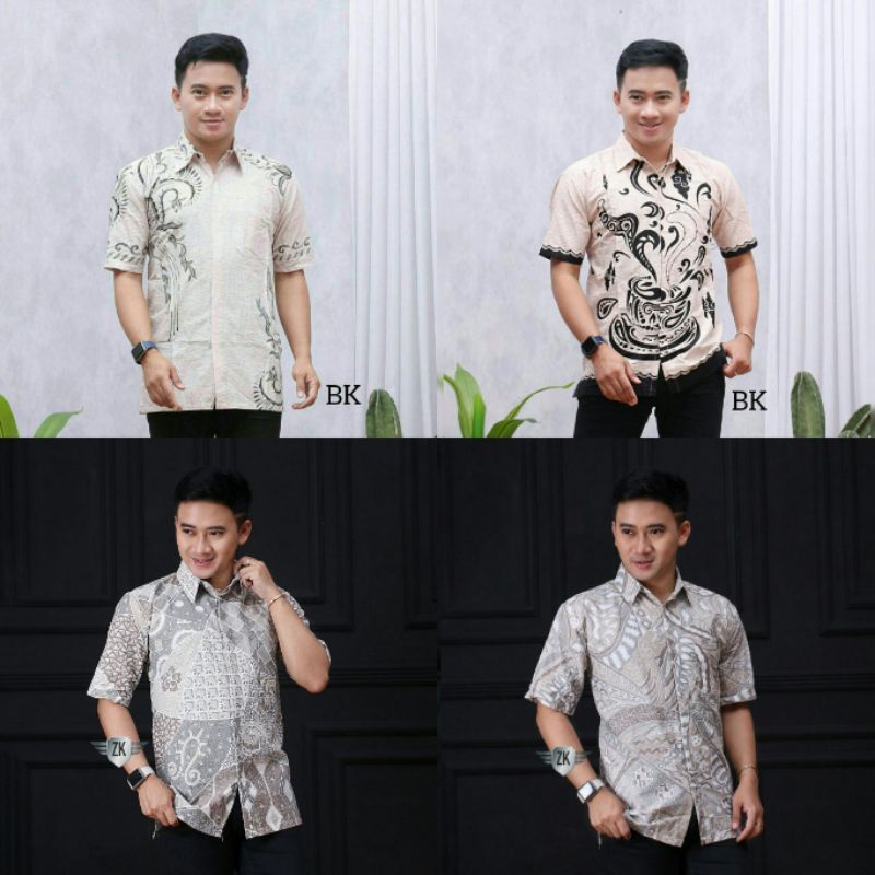 Batik pria lengan pendek BATIK MURAH HRB027 motif TERBARU 2022 Size M L XL