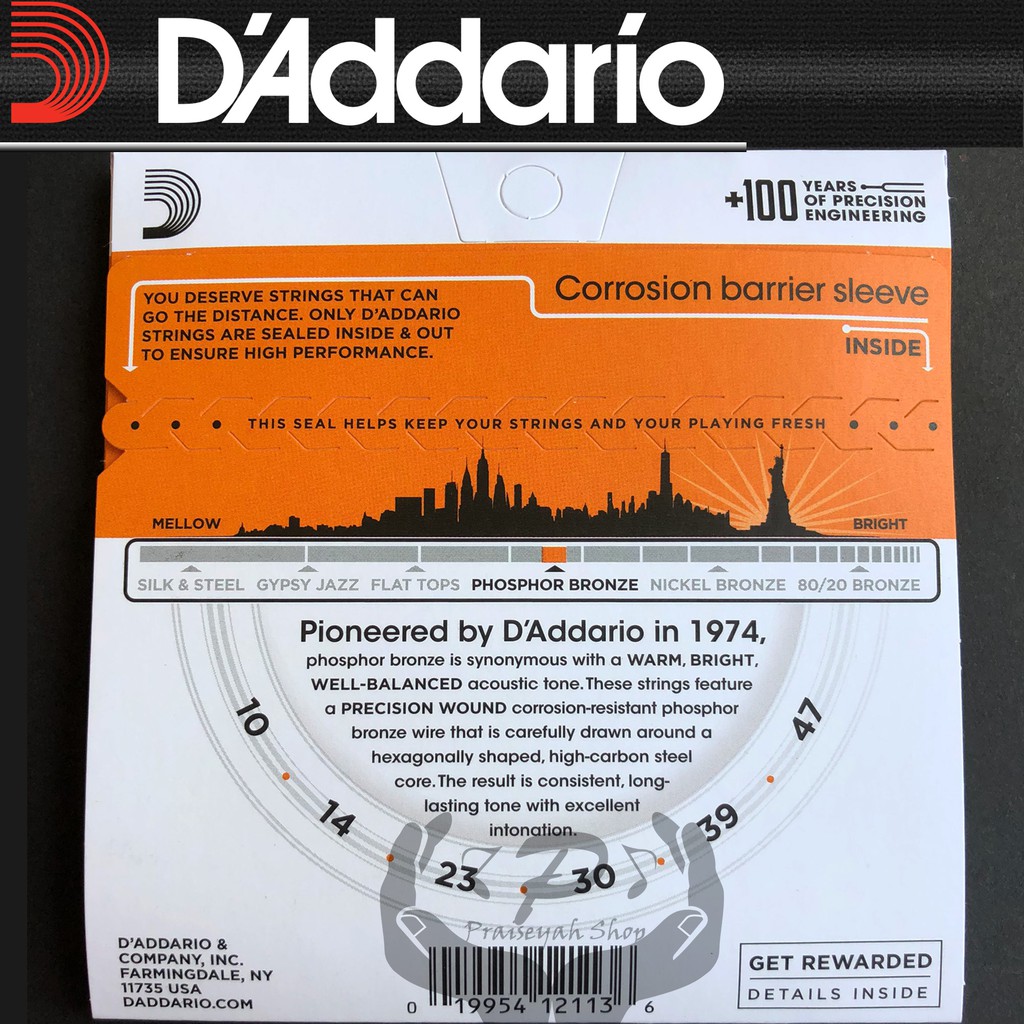 Daddario EJ15 0.10 Senar Gitar Akustik String Original Phospor Bronze