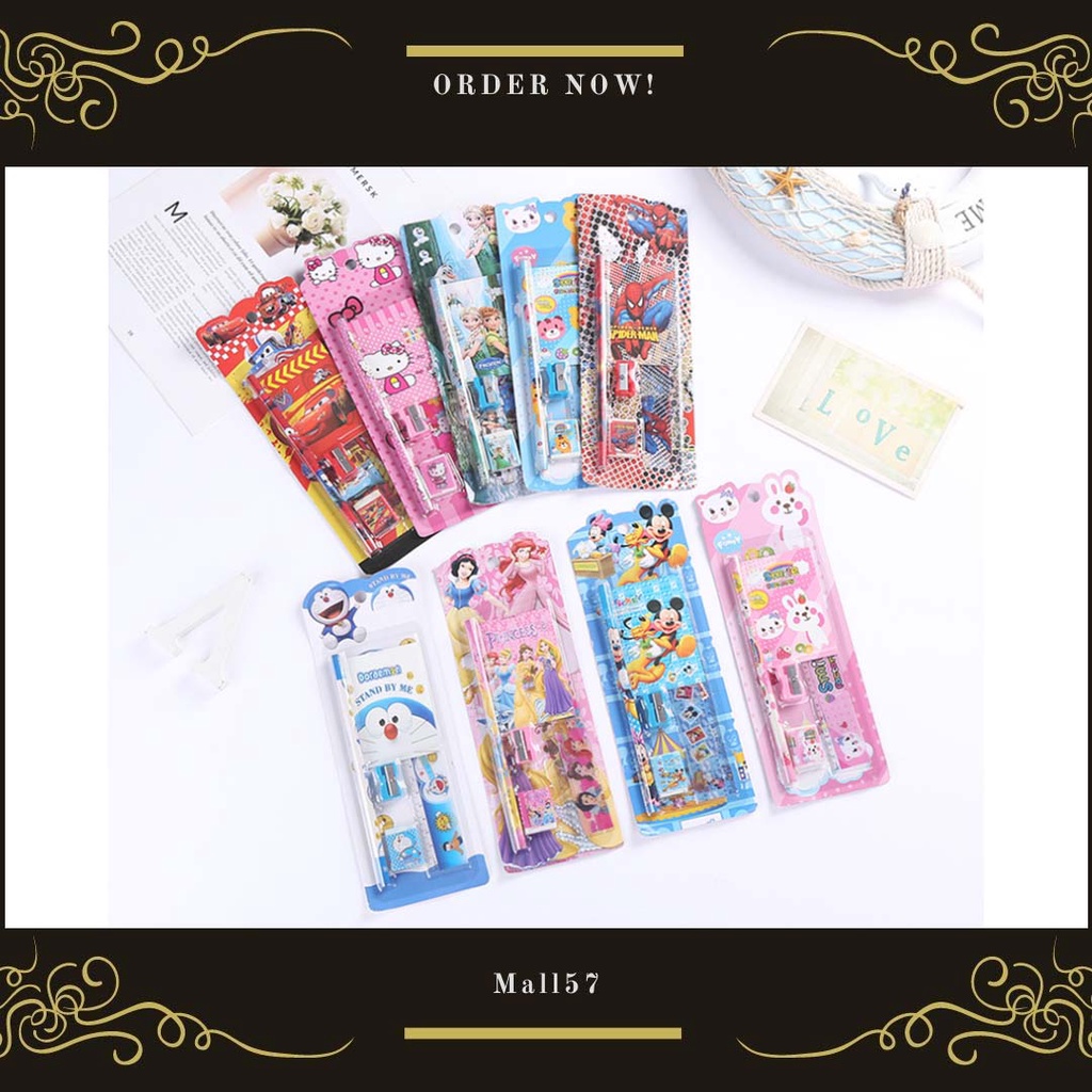 

⭐Mall57⭐ Stationery Alat Tulis set 5in1 Karakter Murah Kartun Souvenir Pesta Ulang Tahun Import ada NOTES KECIL