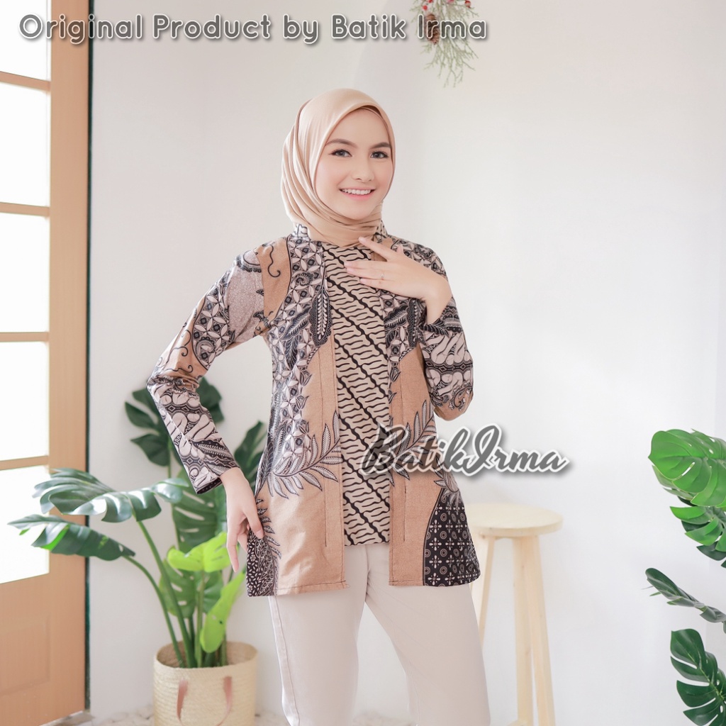 Blouse Batik Wanita Lengan Panjang Atasan Batik Wanita Motif Sekarjagad Batik Irma