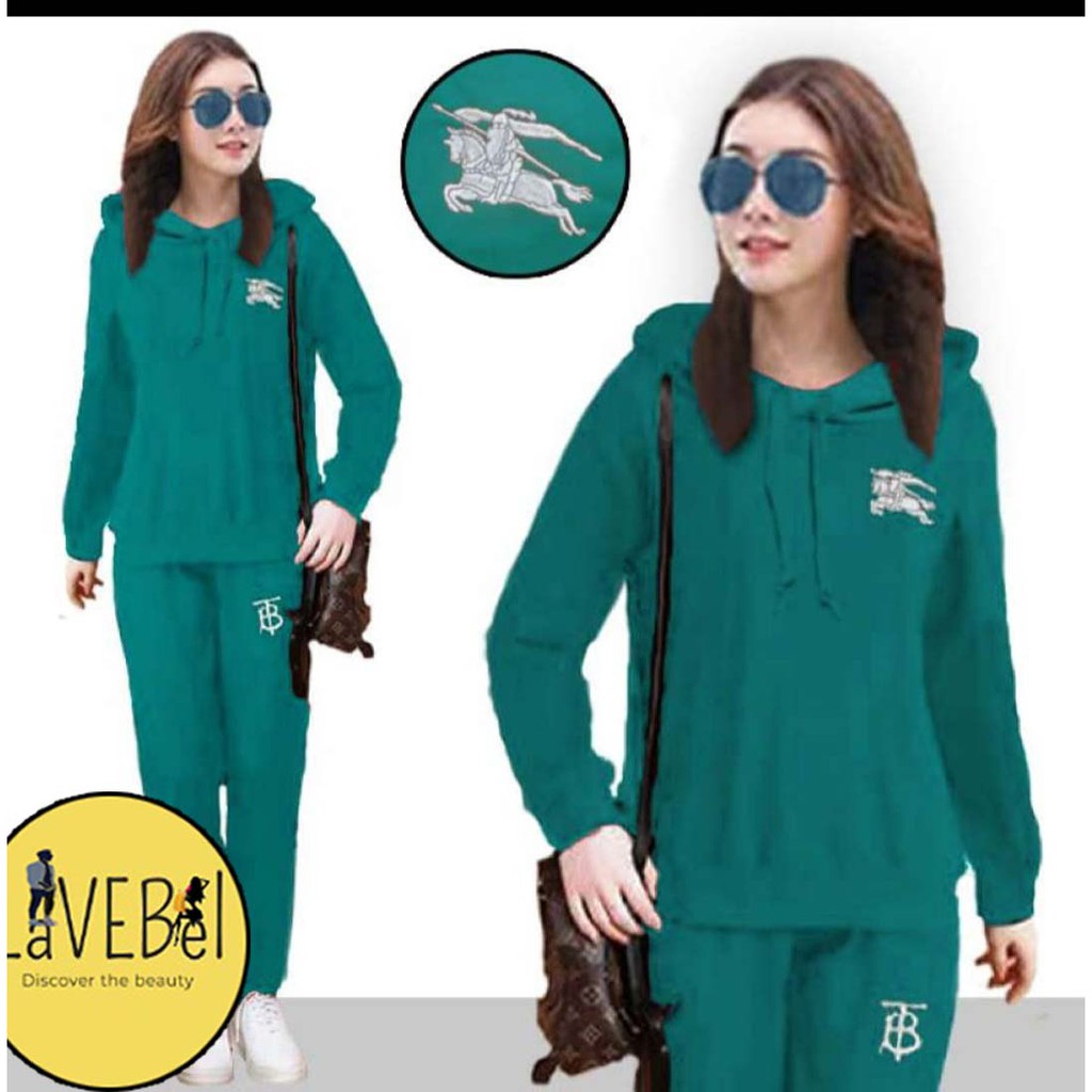 LVB Setelan Hoodie Wanita/Track Suit Wanita/Setelan Olahraga Wanita  Uk.L-XL-XXL-3XL BERRY HOODIE