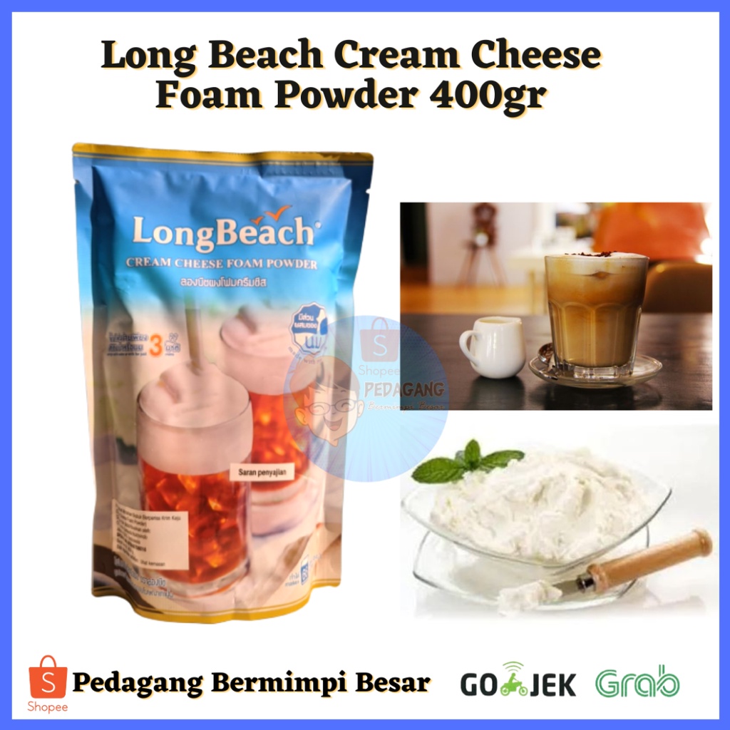 Long Beach Cream Cheese Foam Powder 400gr/ Cream Cheese Powder/ CHEESE CREAM POWDER/ Bubuk Krim Keju Untuk Topping Minuman