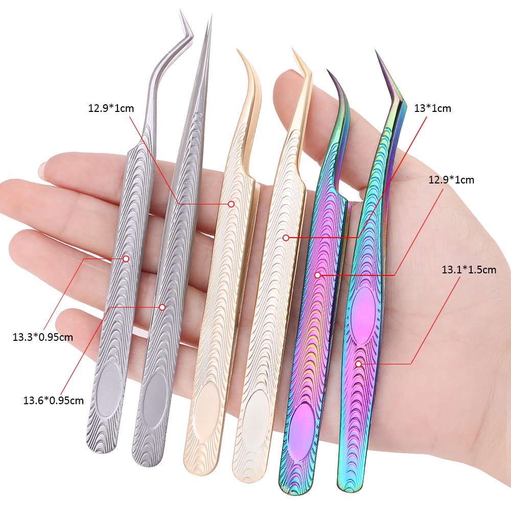 1 Pc Stainless Steel High Precision Wavy handle Anti-static superhard tweezers Eyelash Easy to Fan for Eyelash Extensions