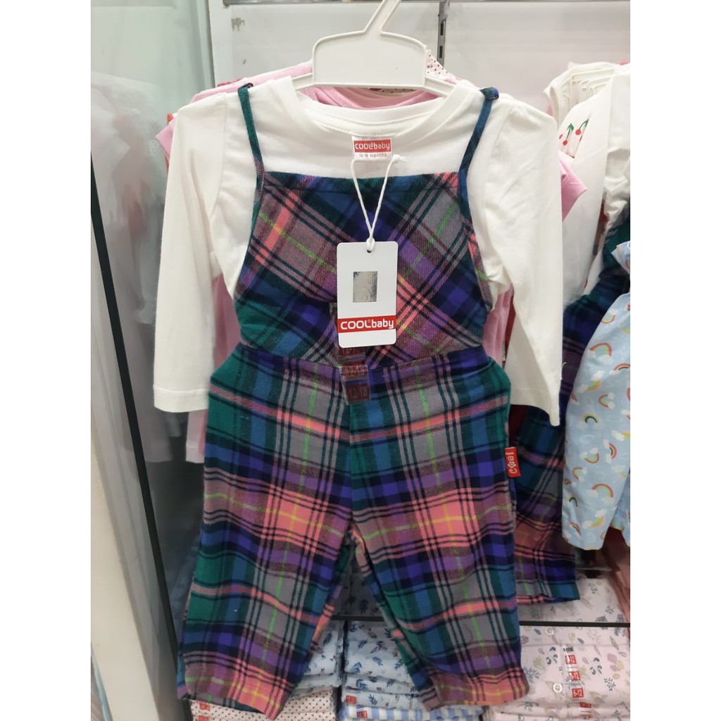 Cool Baby Baju Setelan Overall Anak Perempuan 12-36 Bulan Lengan Panjang  Putih Original