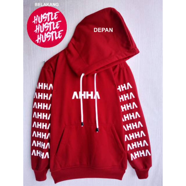 JAKET ANAK SWEATER HOODIE SABLON AHHA HUSTLE KEKINIAN TERBARU BAHAN FLEECE USIA 2TAHUN SAMPAI 12TAHUN LAKI LAKI PEREMPUAN