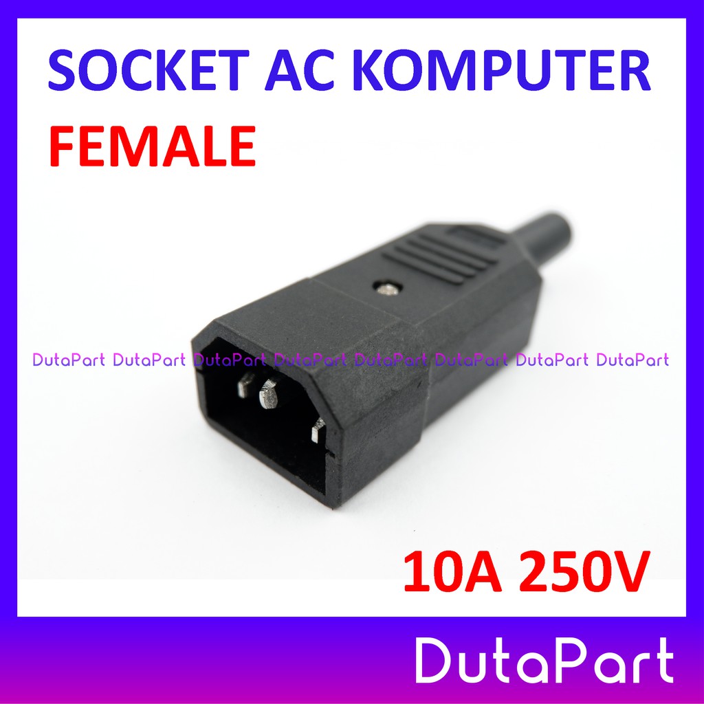 Socket AC MALE Komputer PC CPU Colokkan Jack JANTAN Power 10A 250V