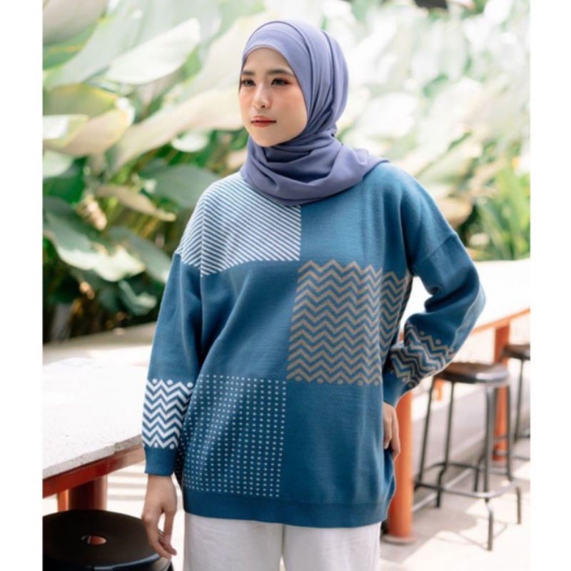 NAMIRA KNIT OVERSIZE SQUARE / SWEATER WANITA XXL / BLOUSE RAJUT  IMFORT