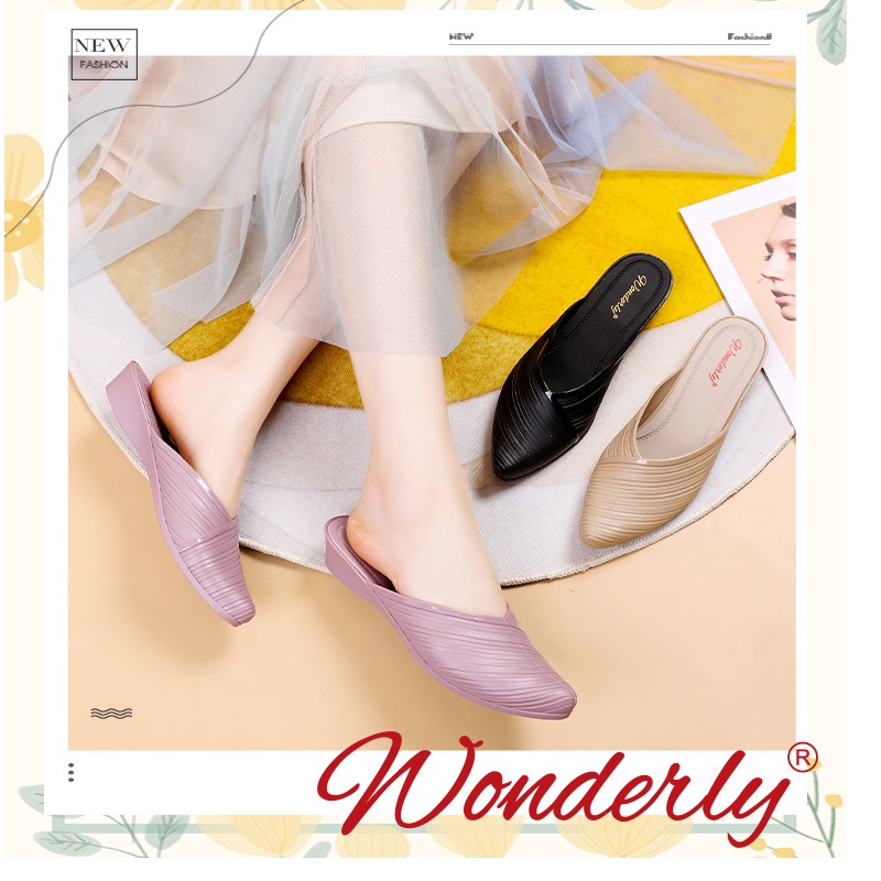 Wonderly Sepatu Wanita Wedges Motif Kerut Jelly A912-2 PVC