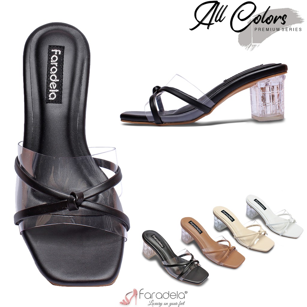 FARADELA SANDAL  WANITA HEELS KACA  F01 205 5 Shopee Indonesia