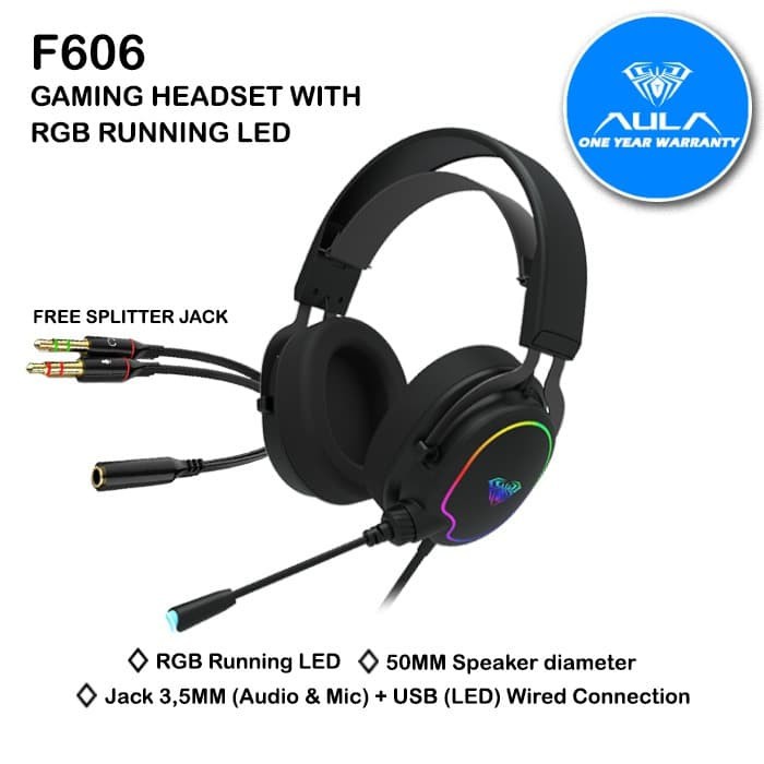 Headset Gaming LED AULA F606 – RGB Running