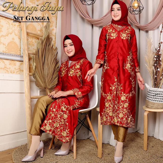 BEST SALE] SET KEBAYA CELANA GANGGA SERIES ORI PELANGI JAYA - Maroon