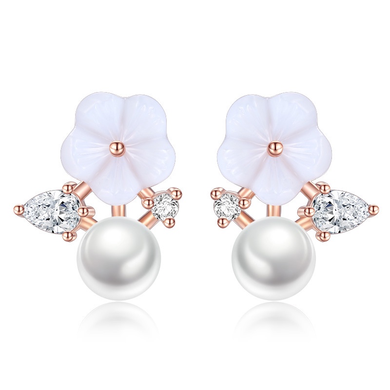 BTS-ERE247FJ Tino-tino Anting Wanita Gaya Korea Jasmine Flower Rodhium Murah/Anting Wanita Korea
