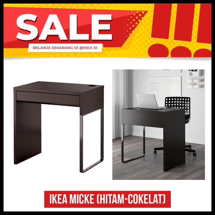 PROMO SPECIAL IKEA MICKE Meja 73x50 cm Komputer, hitam-cokelat