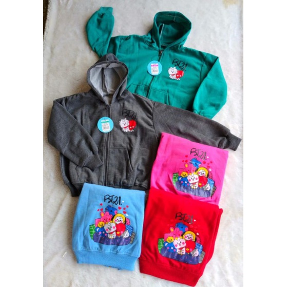 Jaker Anak BTS / BT21 - Jaket bt21 -Sweater BTS Anak cewe -Jaket anak cewek fashion