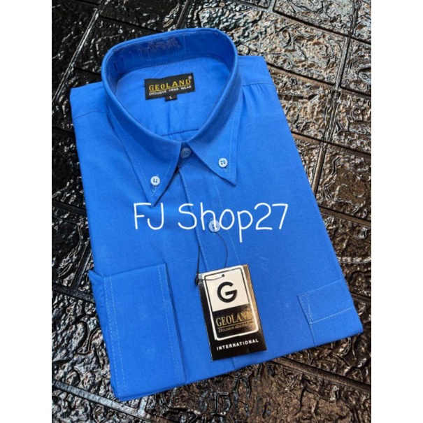 Kemeja Polos Pria Panjang Formal Reguler Geoland BIRU BENHUR
