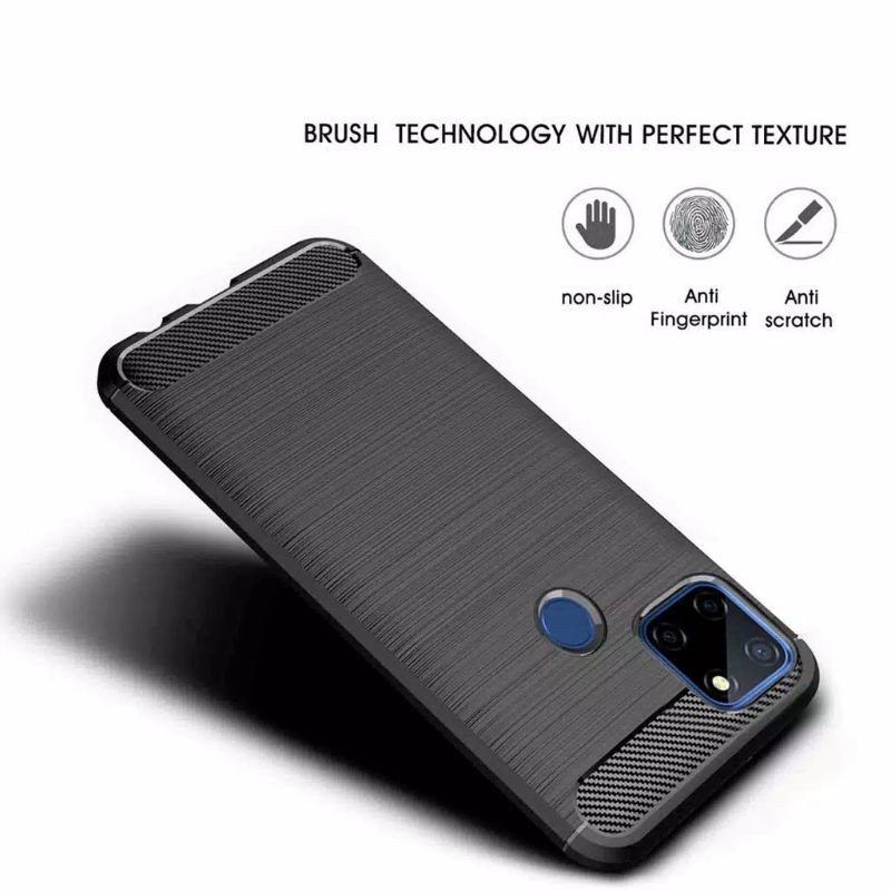 PROMO 2IN1 Case Oppo A15s SoftCase Slim Carbon Ipaky Free Tempered Glass New Softcase Oppo A15S 2021