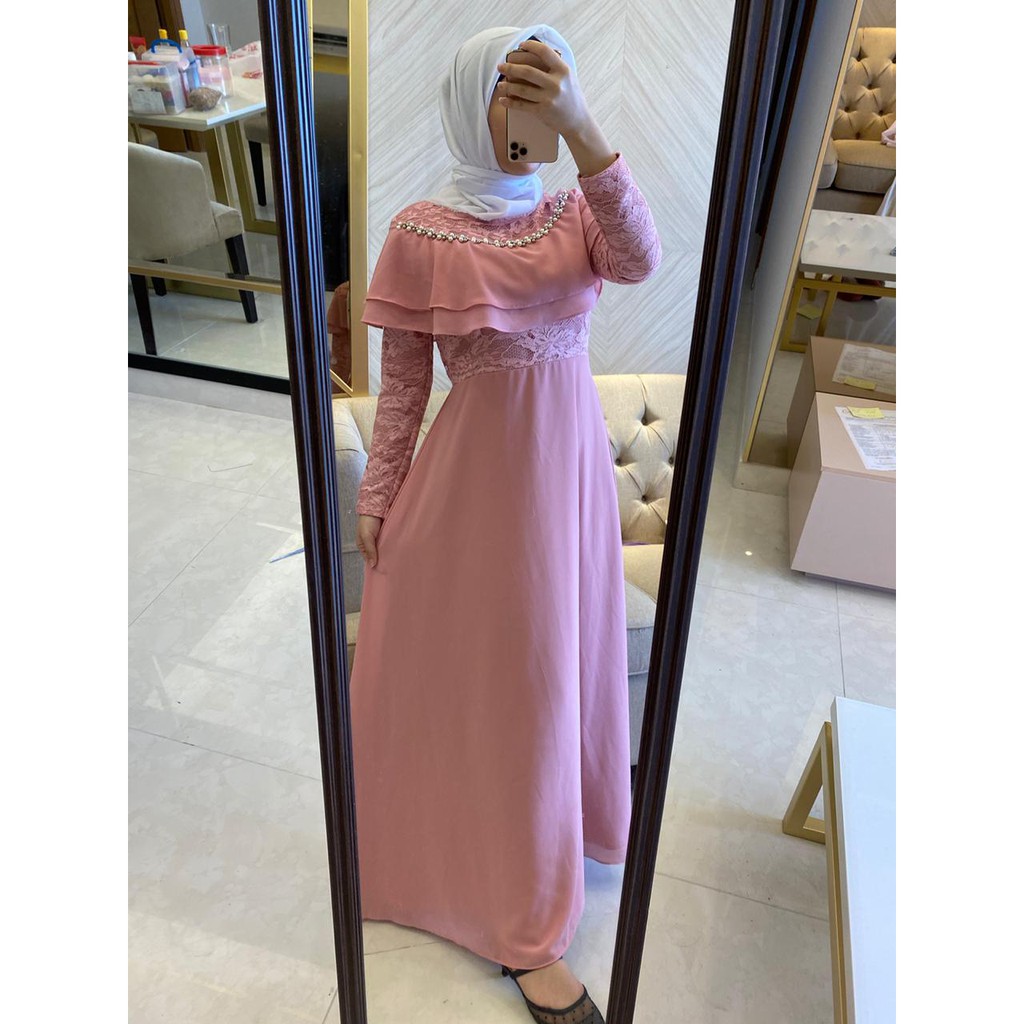 072# dress maxi muslim / dress muslim fashion / gamis muslim brukat// Fashion Dress Gamis