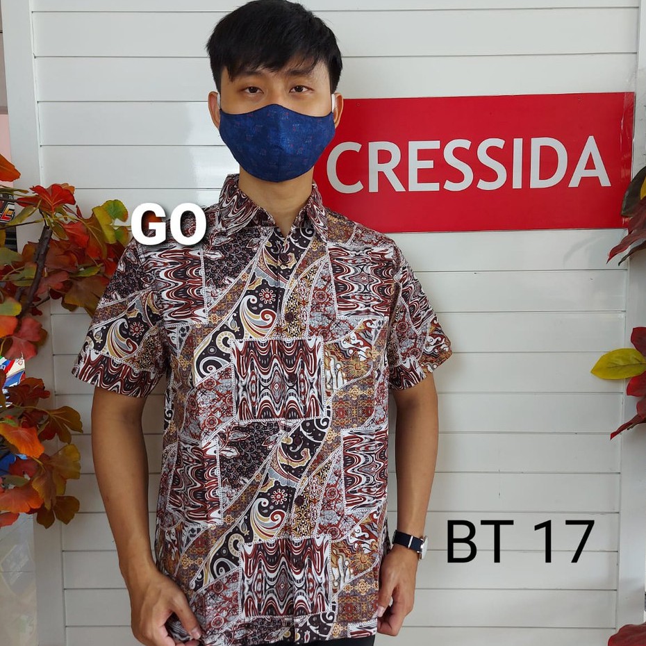 gos CRESSIDA KEMEJA BATIK Pakaian Pria Atasan Kemeja Hem Casual Reguler Original Lengan Pendek Bagus