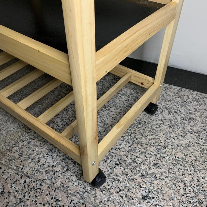 Rak Meja Tv Kayu/Rak Kayu Serbaguna Susun 3/Rak Meja Dorong Flowerbean23