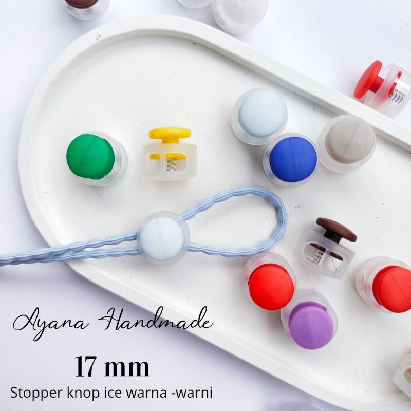 Stopper plastik knop ice warna warni 17mm