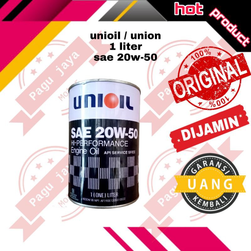oli mesin union unioil 1 liter sae 20w50 ORIGINAL