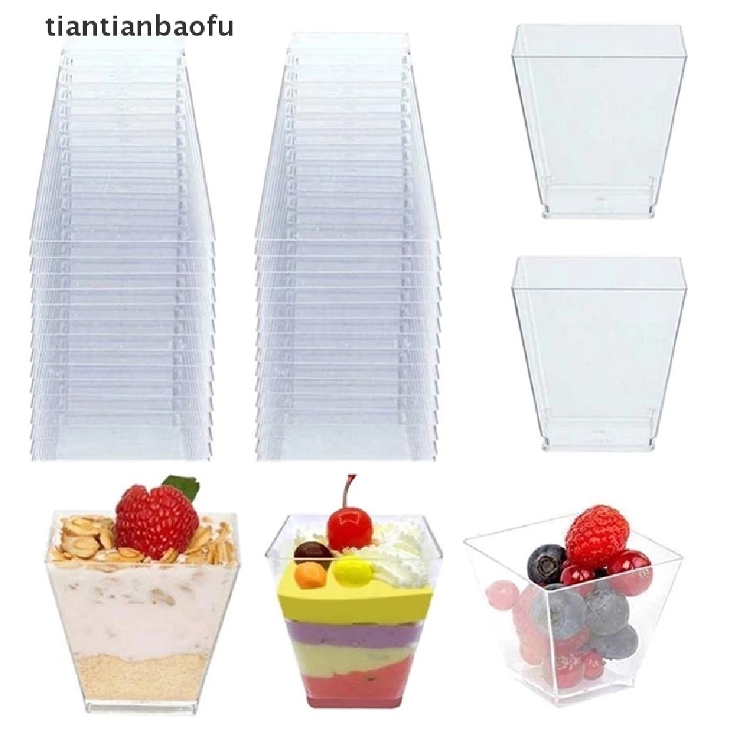 [tiantianbaofu] 25pcs 60ML Disposable Dessert Cup Plastic Dessert Ice Cream Cup Party Supplied Boutique