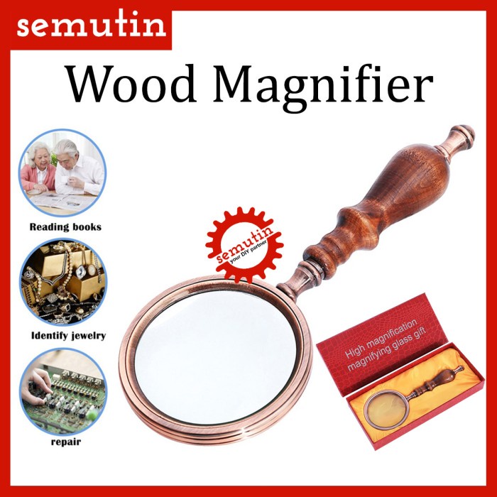 

Kaca Pembesar Motif Kayu Retro / Vintage Lup Lensa Handheld Magnifier