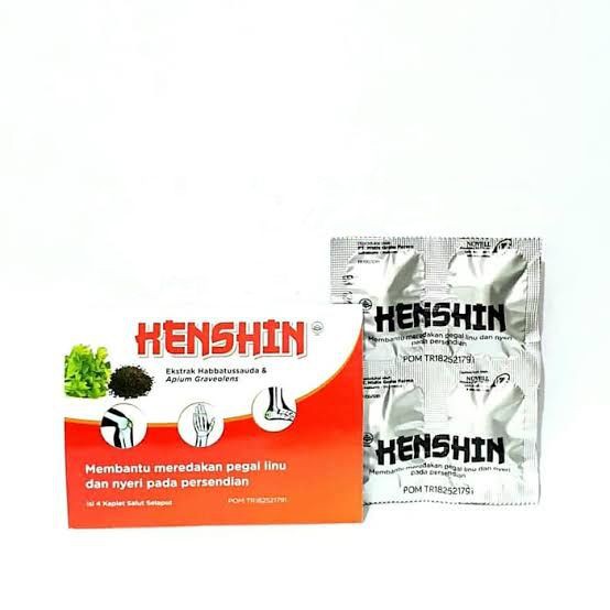 Henshin obat herbal untuk pegal linu dan nyeri sendi (kemasan strip isi 4 tablet)