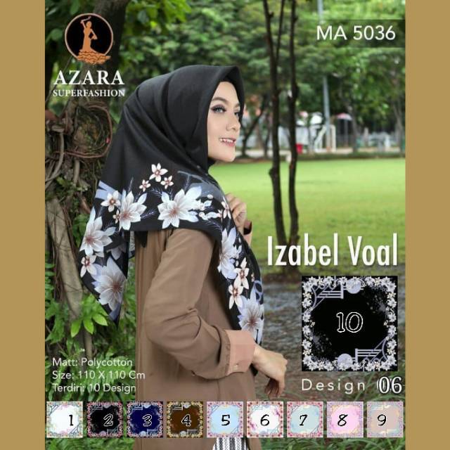 SEGIEMPAT MOTIF BUNGA. JILBAB AZARA. KERUDUNG SEGI4. HIJAB SQUARE VOAL