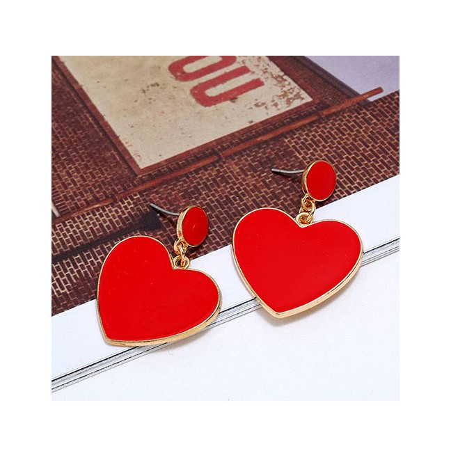 LRC Anting Tusuk Fashion  Drop Nectarine Heart Studs A60123