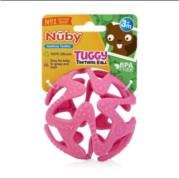 Nuby Baby Teether Tuggy Ball 127624 - Mainan Teether Silikon