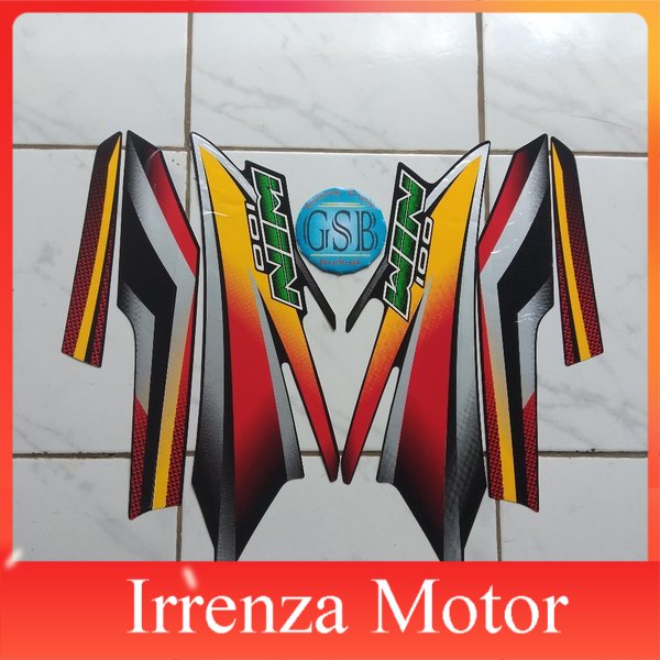 stiker striping motor honda win 100 2004 hitam-silver