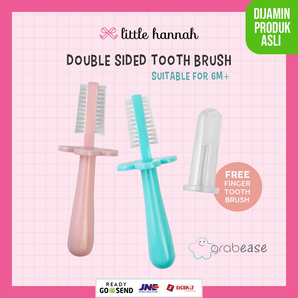 GRABEASE Double Sided Toothbrush / Sikat gigi bayi segala arah / Sikat gigi anak GRATIS Finger brush