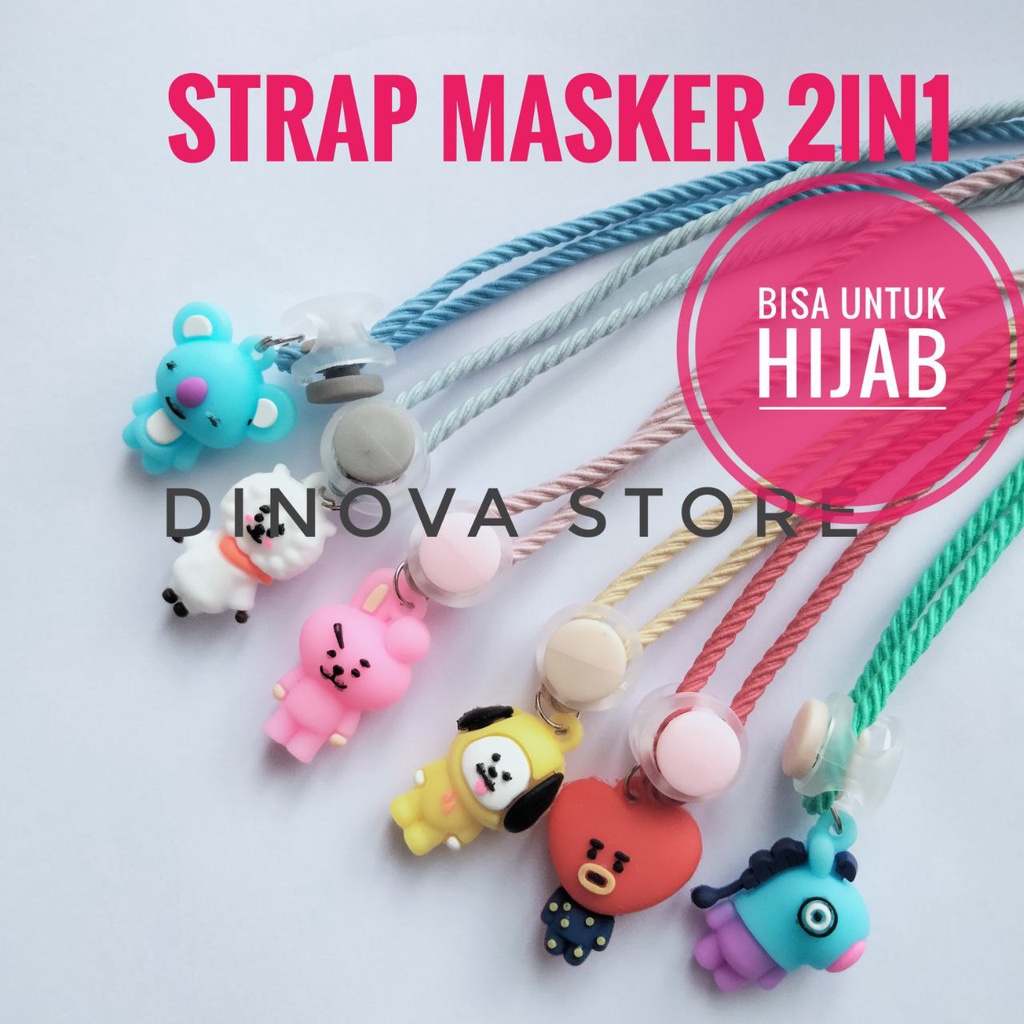 strap masker TALI ULIR KARAKTER LUCU/strap masker hijab/strap mask/pengait masker/tali masker/bts/dinova store/pgx