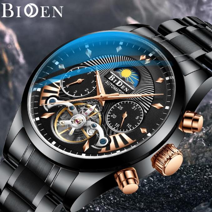 BIDEN jam tangan pria Mekanik Mewah Bisnis Tahan Air Jam Tangan