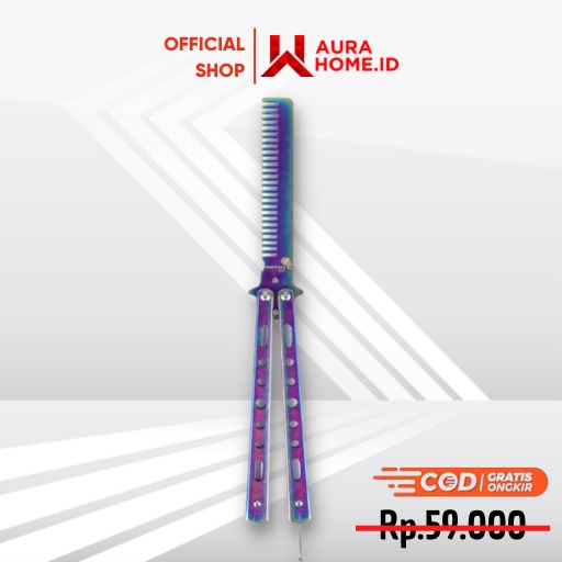 Sisir Besi Butterfly Balisong Training Knife / Sisir Model Balisong Hijau Multi Colour Lipat Portabl