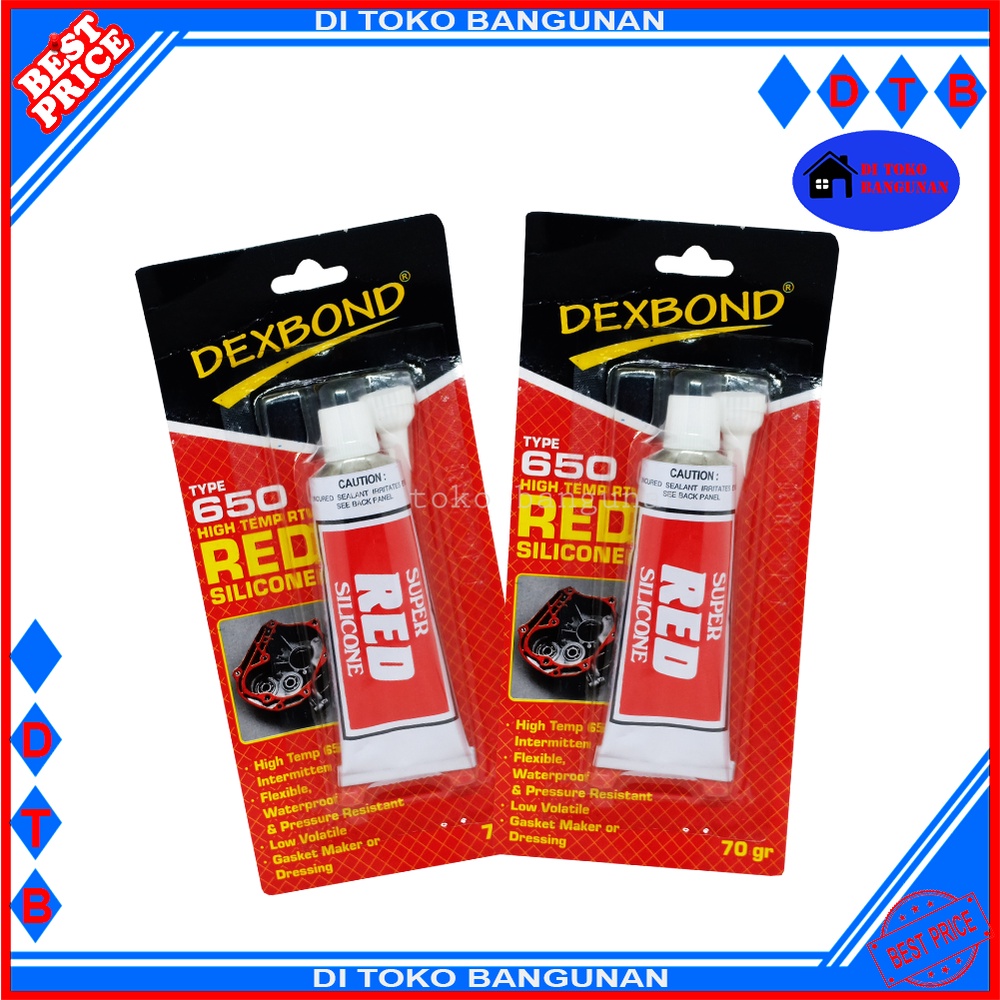 Lem Besi Red Silicone high Temp Rtv Gasket 70 Gram Dexbond