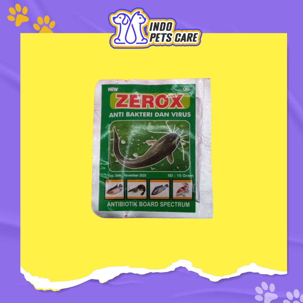OBAT ANTI VIRUS IKAN - NEW ZEROX 10GR - ANTIBIOTIK EFEKTIV ANTI BAKTERI VIRUS PADA IKAN, LELE UDANG